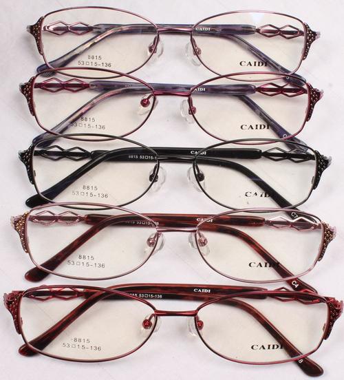 2016新款高档双色电镀眼镜框女款镜腿镂空全框8815 53-15眼镜架